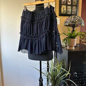 See by Chloé Off-Shoulder Ruffle Top Navy Size s